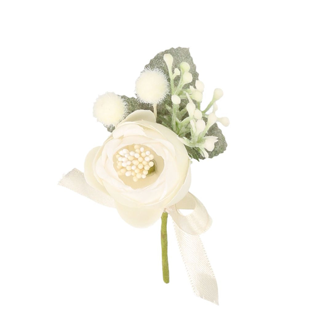 Aufleger Blume mit Schleife creme