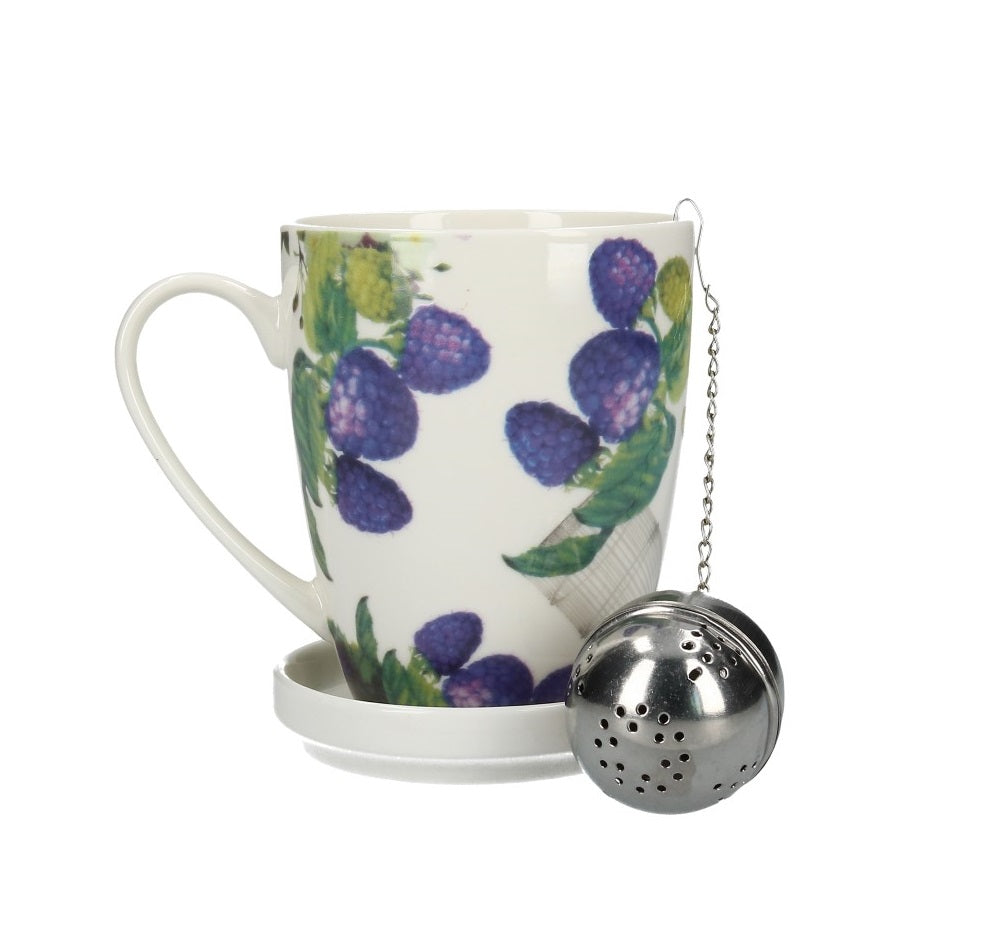 Tasse Brombeere mit Teesieb und Deckel