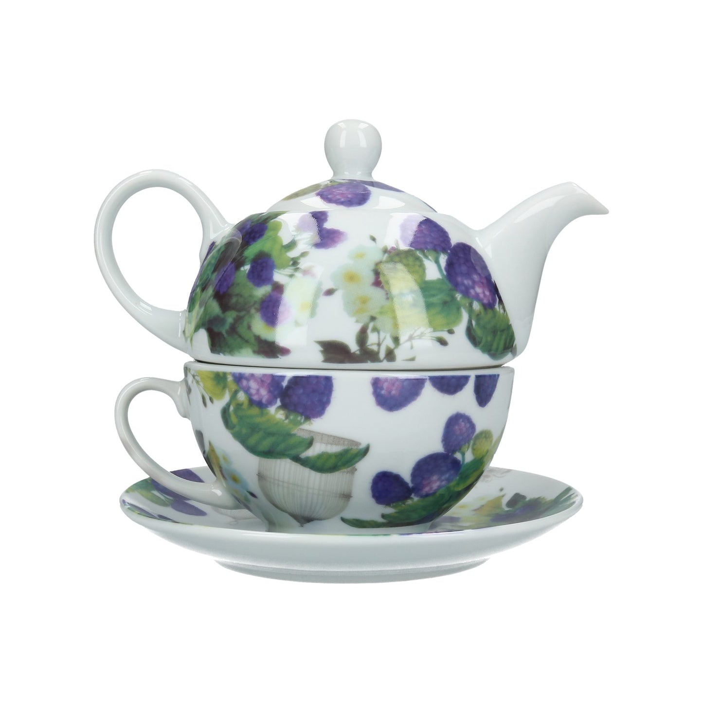 handgemalt Kanne TEA FOR ONE Brombeere