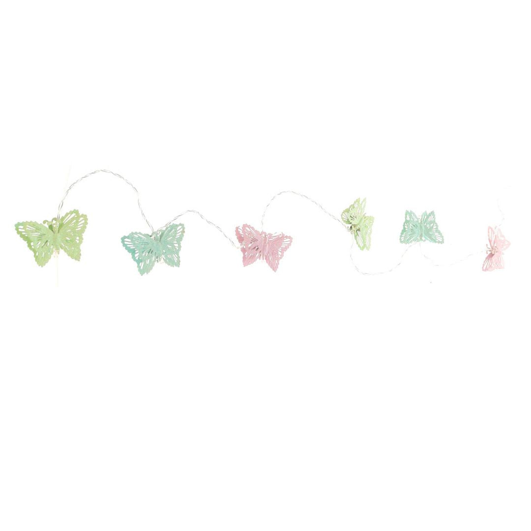 Girlande LED Schmetterling Metall pastell 120 cm
