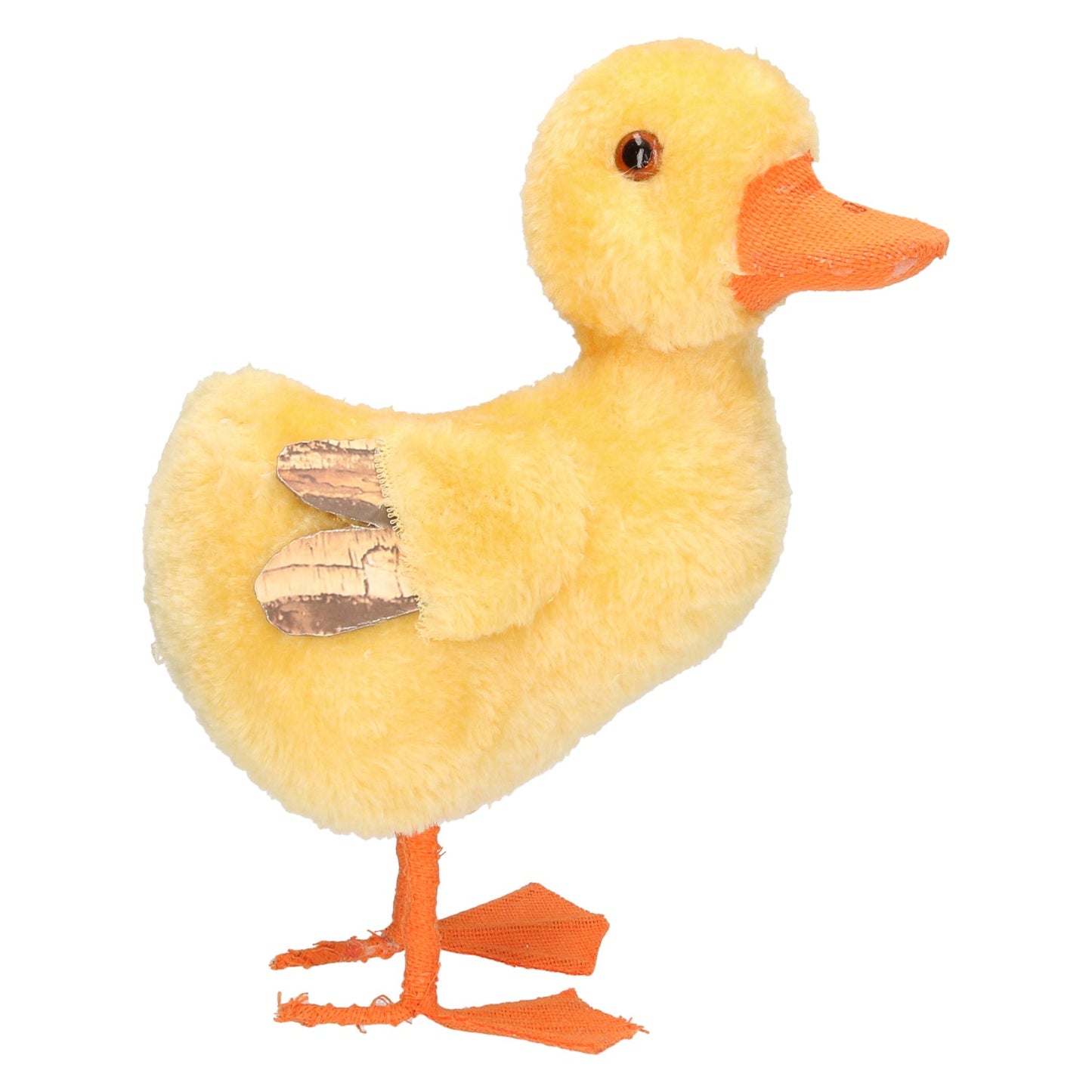 Figur Ente mit goldenen Flügeln aus Plüsch