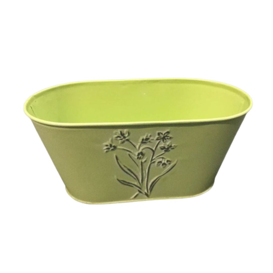 Metall Jardiniere hellgrün 10,5x22x12 cm