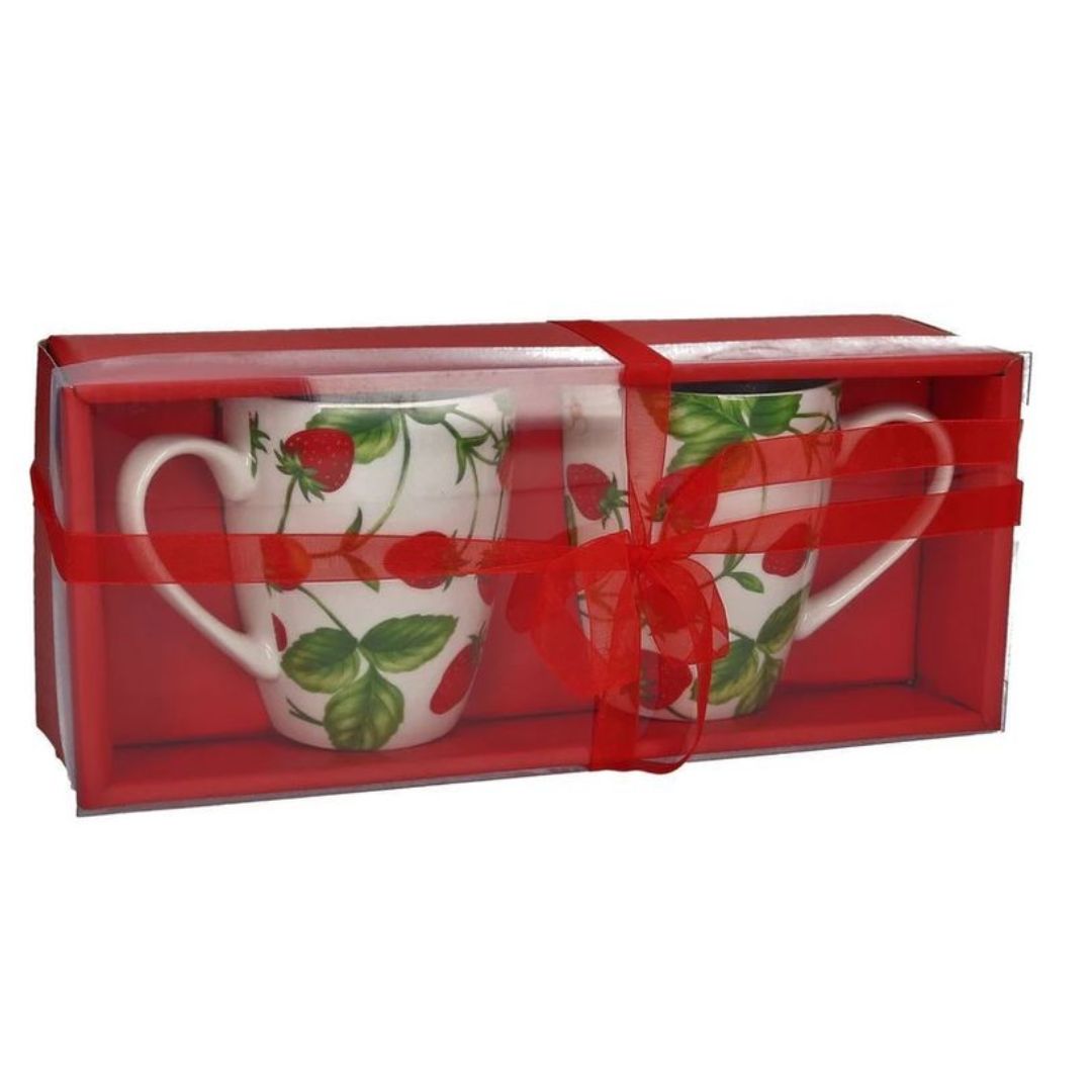 handgemalt Tasse Erdbeere 2er-Set