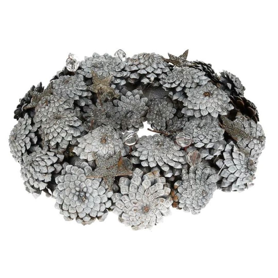 Kranz Zapfen Natur silber 24 oder 35 cm