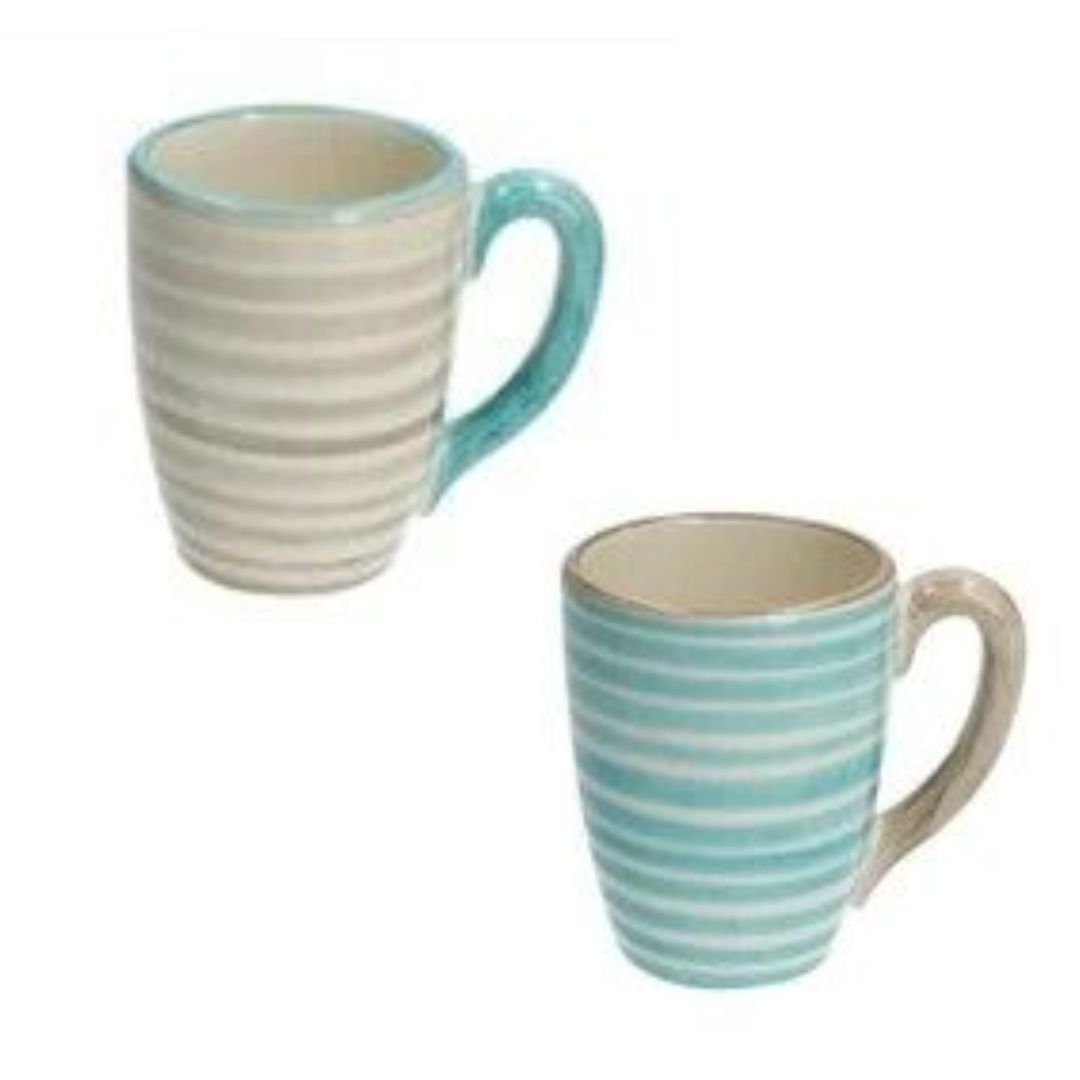 Tasse türkis/beige gestreift 2 Modelle