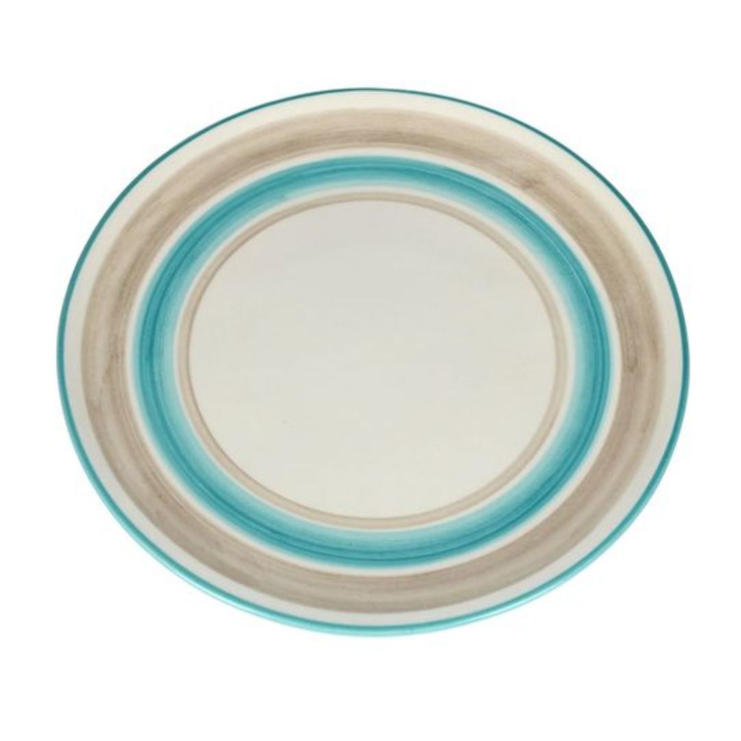 handgemalt Teller türkis/taube 27 cm