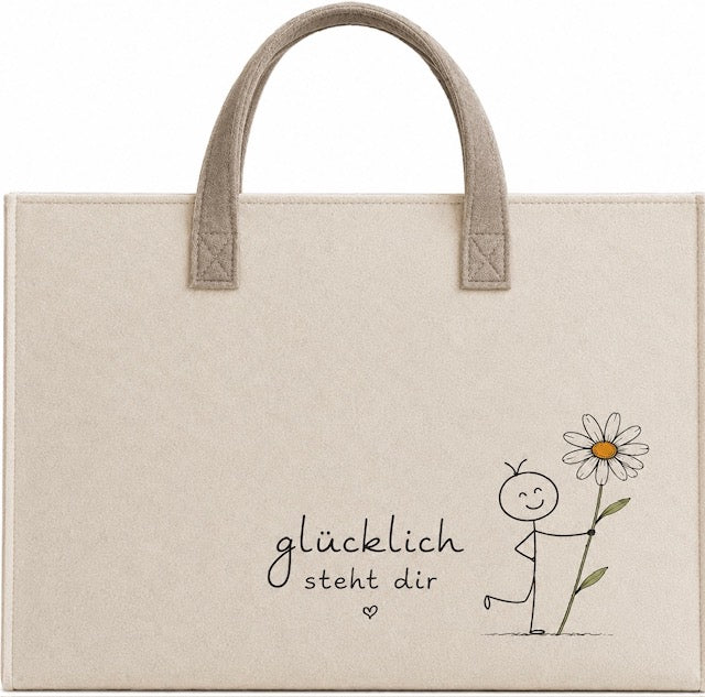 Tasche Filz  35x15x40 cm Glücklich...VE 6