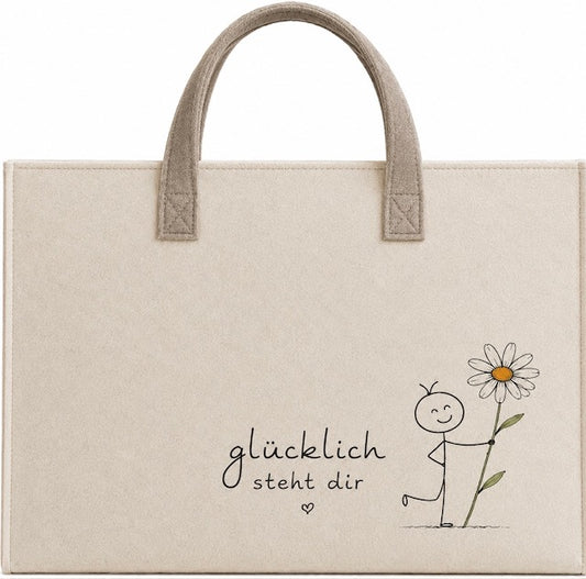 Tasche Filz  35x15x40 cm Glücklich...VE 6