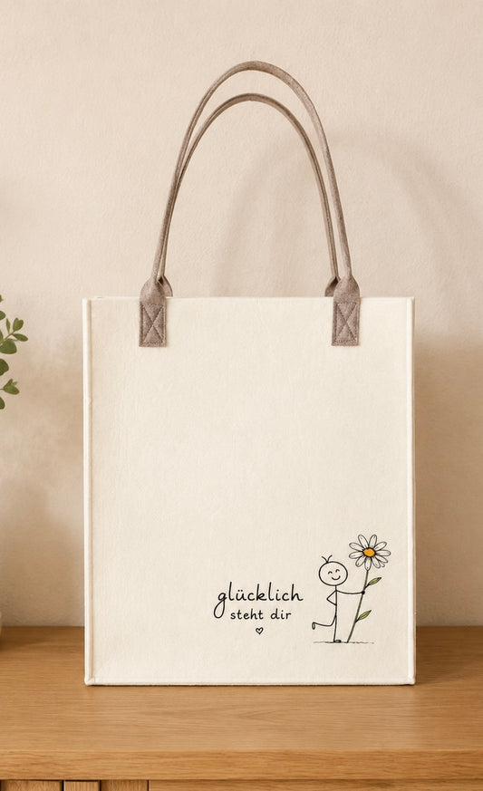 Tasche Filz  35x15x40 cm Glücklich...VE 6