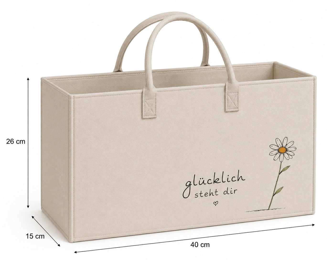 Tasche Filz 40x15x26 cm Glücklich... VE 6