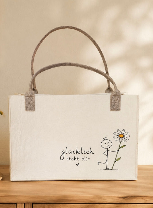 Tasche Filz 40x15x26 cm Glücklich... VE 6
