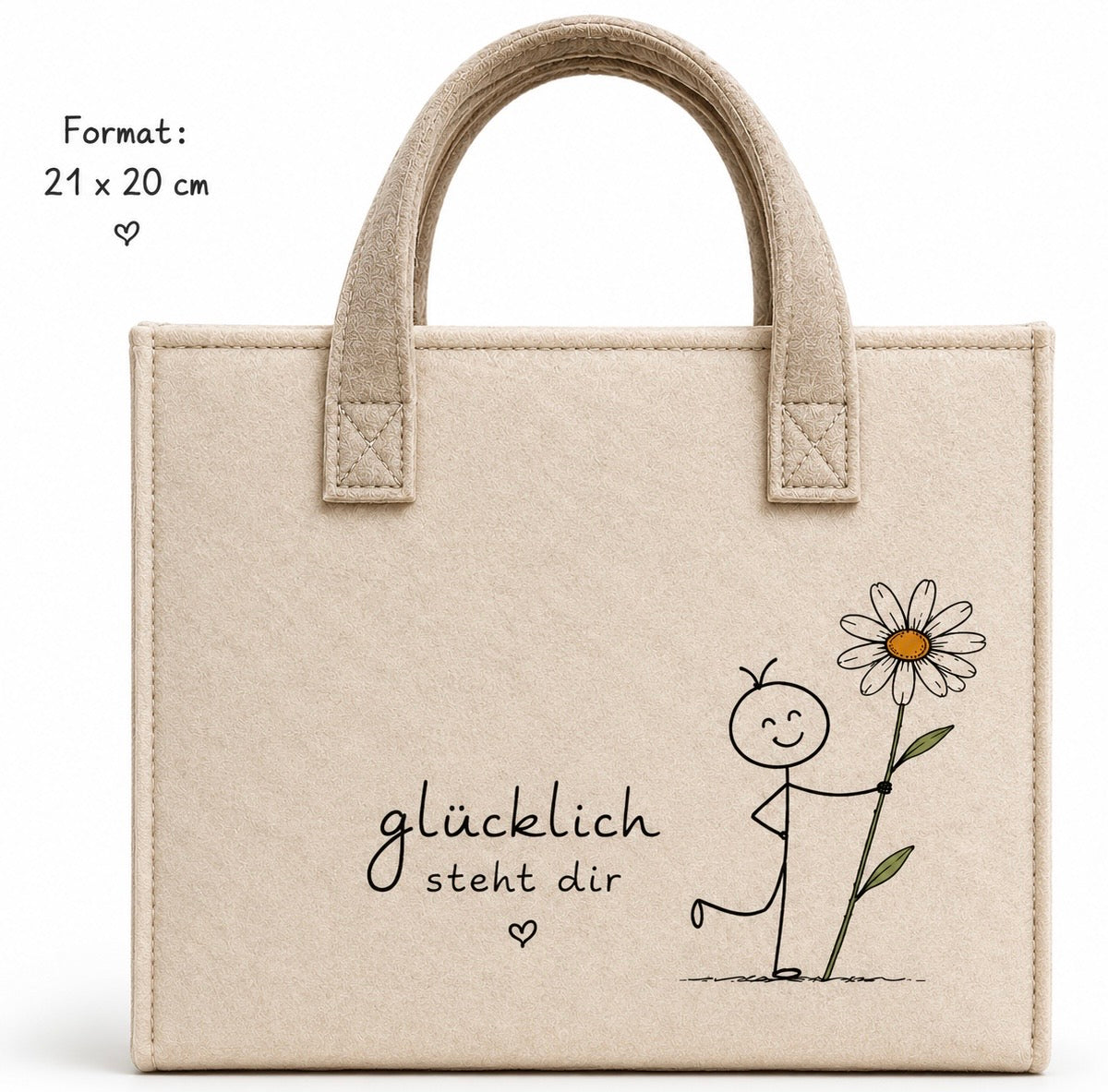 Tasche 21x20 cm Glücklich..VE 6