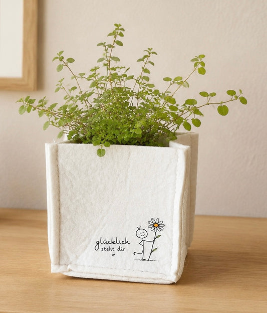 Tasche Filz 9x9x9 cm Glücklich.... VE 12