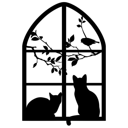 Bild Wanddeko "Katzen am Fenster" Metall