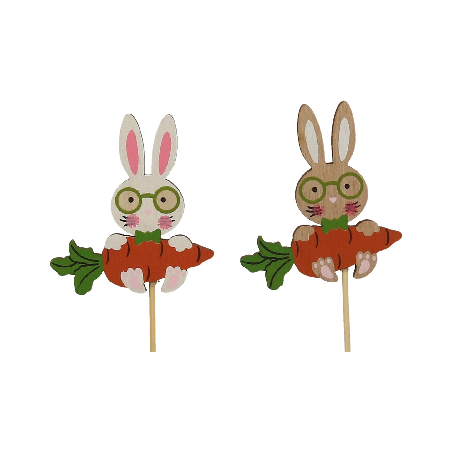 Figur Hase am Stab Holz