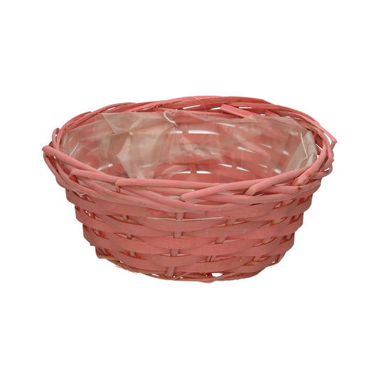 Korb mit Folie rund rosa 20x9x15cm