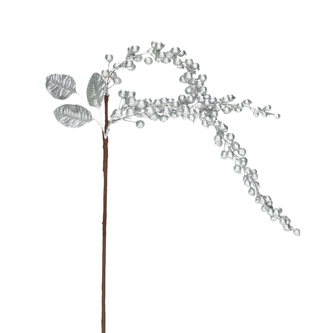 Zweig hängende Beeren silber 44 cm