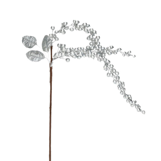 Zweig Beeren hängend silber 44 cm