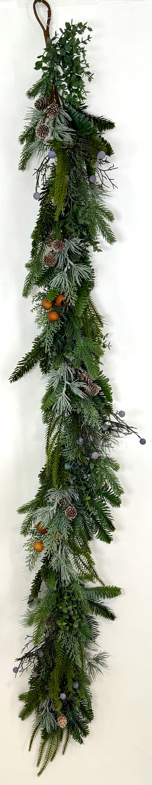 Tannengirlande mit gemischten Beeren und Zweigen - 22 x 183 cm