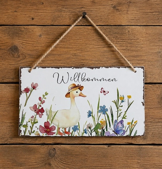 Bild Met.Willkommen 20x11 cm VE 6