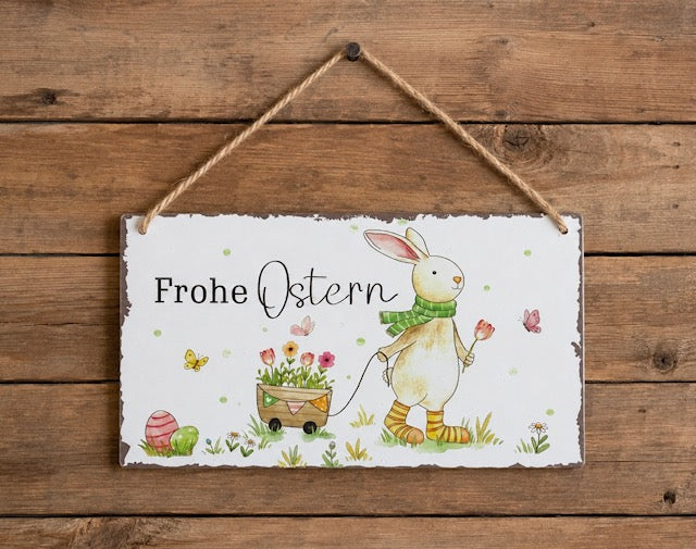 Bild Met. Frohe Ostern Hase 28x16 cm VE 6