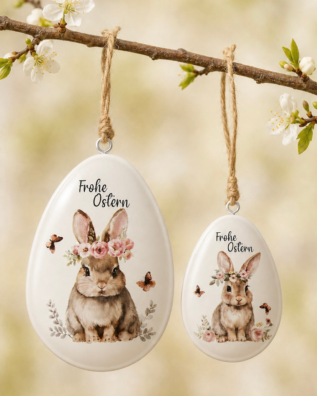 Ei Met. Hase mit Blumenkr. 8x2x12cm VE 12