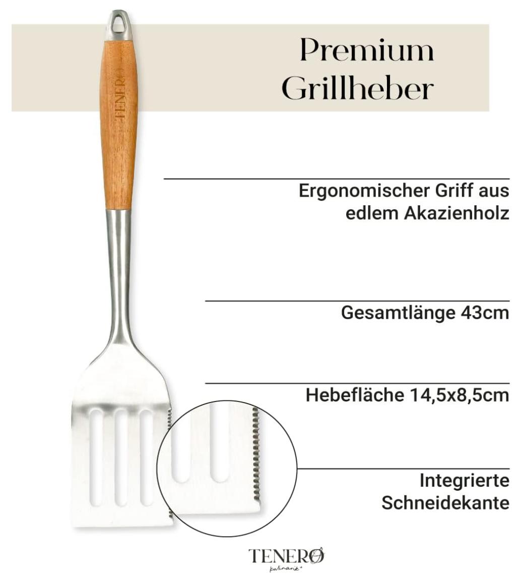 Grillwender aus Akazienholz und Edelstahl