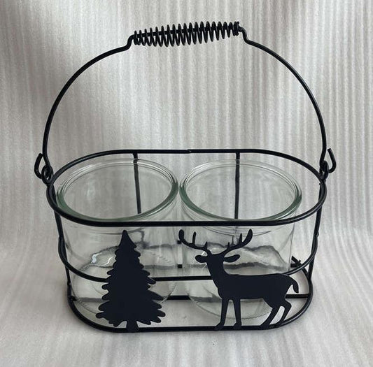 Gläser in Metallhalter Baum und Elch