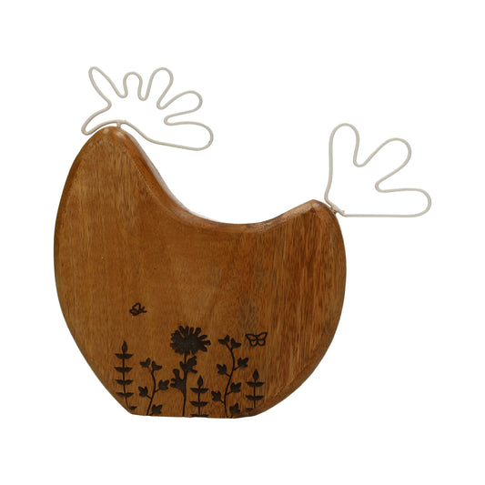 Huhn Holz mit Met.21x20 cm