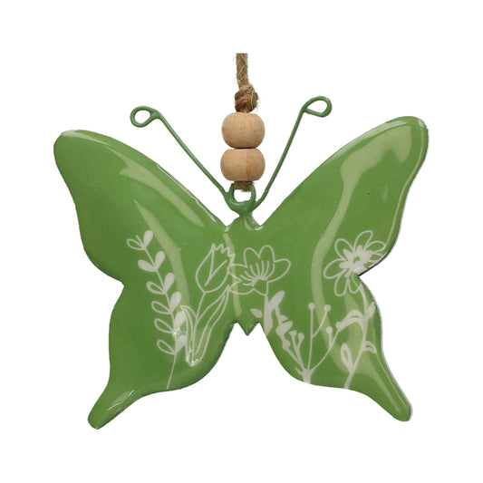 Schmetterling Met.oliv/weiß 10x8 cm