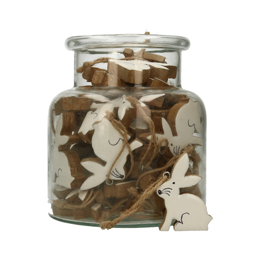 Hasen Holz 3,5x6 cm im Glas 36 St.
