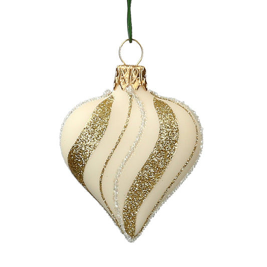 Kugel/ Herz creme gold Glas 6 cm Made in CZ