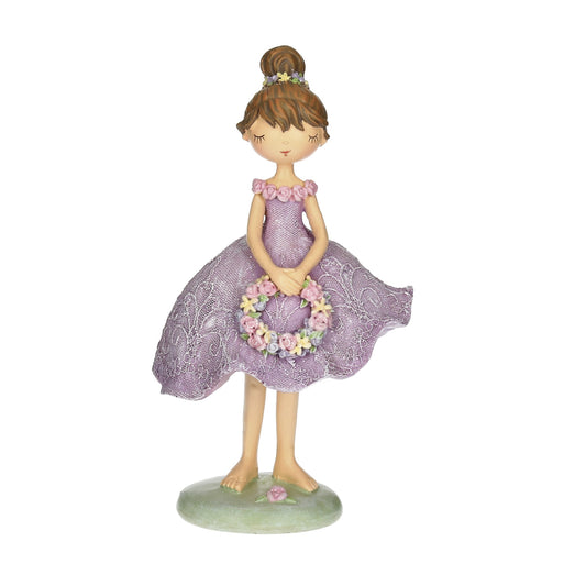 Figur Mädchen mit Kranz lila 21 cm