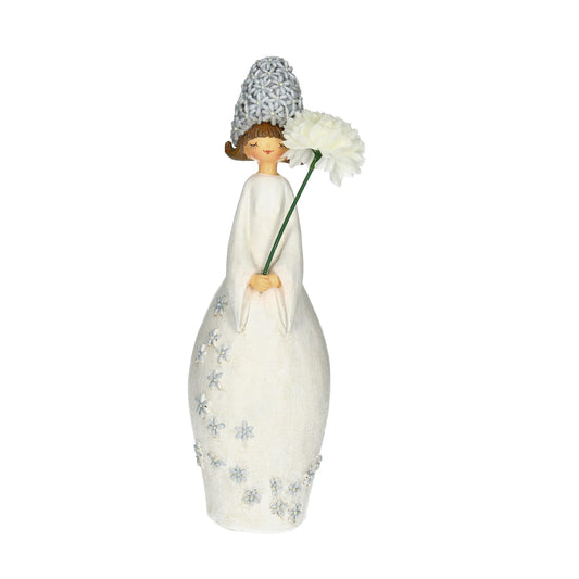 Blumenfrau mit Blumenhut creme 29cm