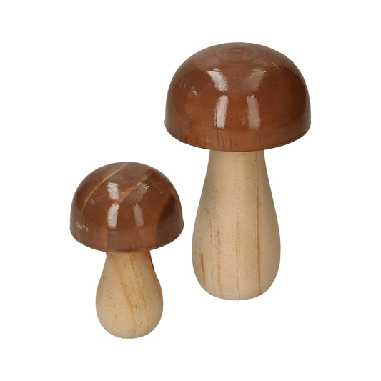 Figur Pilz aus Holz natur/braun/lackiert 2 Größen