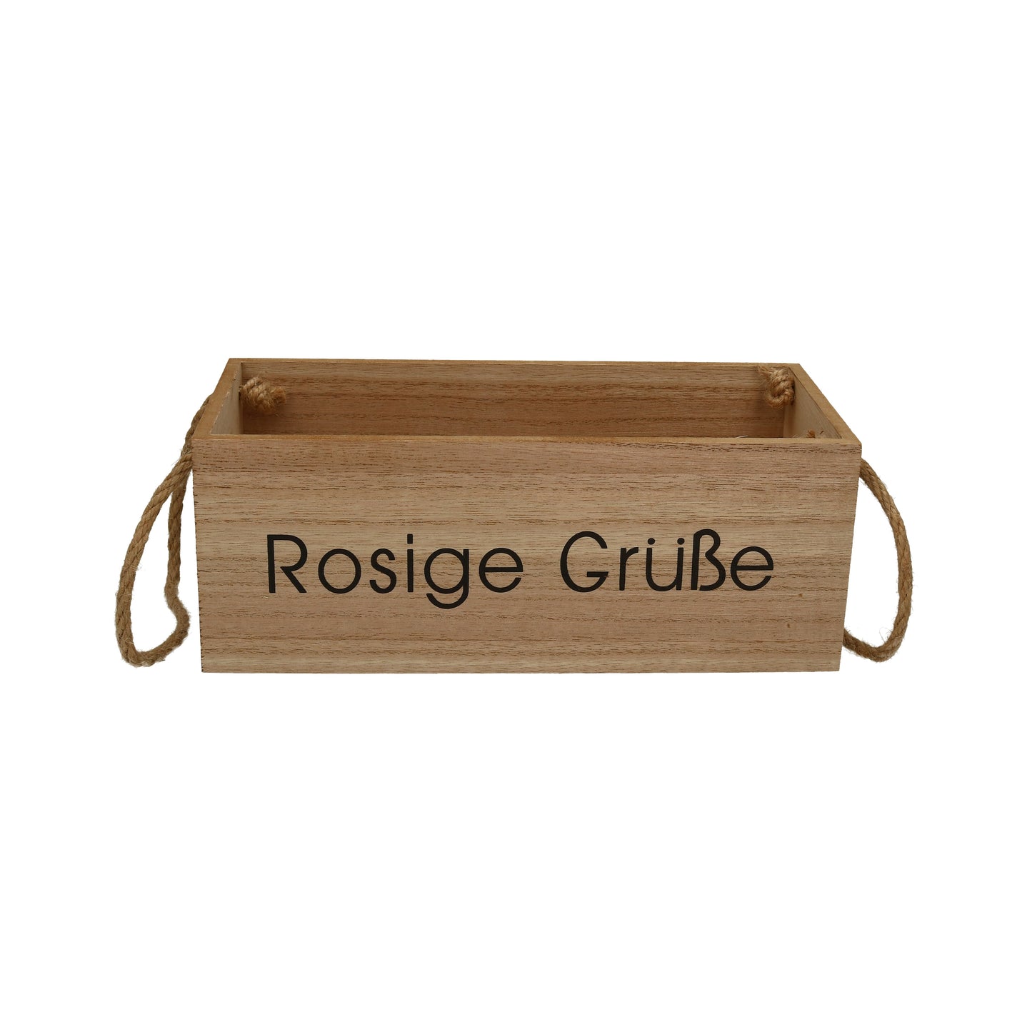 Holz-Kiste 26x12x10 cm „Rosige Grüße“