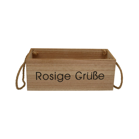 Holz-Kiste 26x12x10 cm „Rosige Grüße“