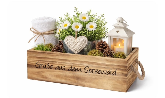 Kiste Holz 26x12x10 cm Grüße aus dem Spreewald