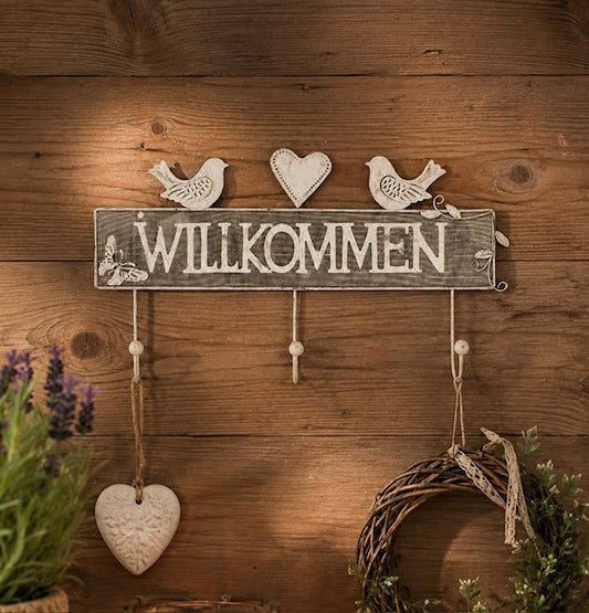 Hakenleiste Willkommen Met. 41x32x5cm