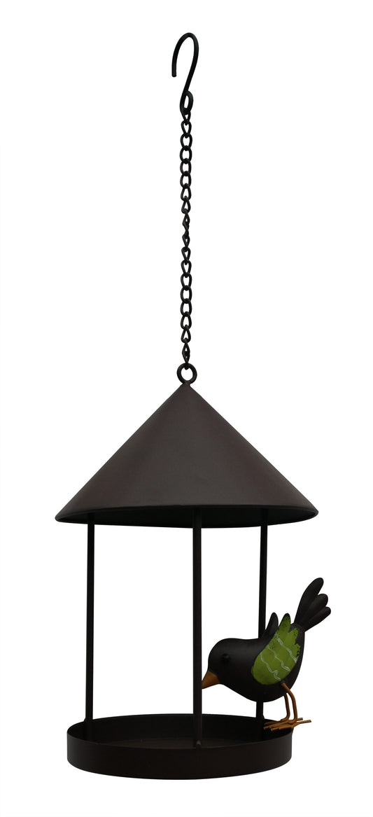 Vogelfutterstation mit Vogel 13x15cm Metall