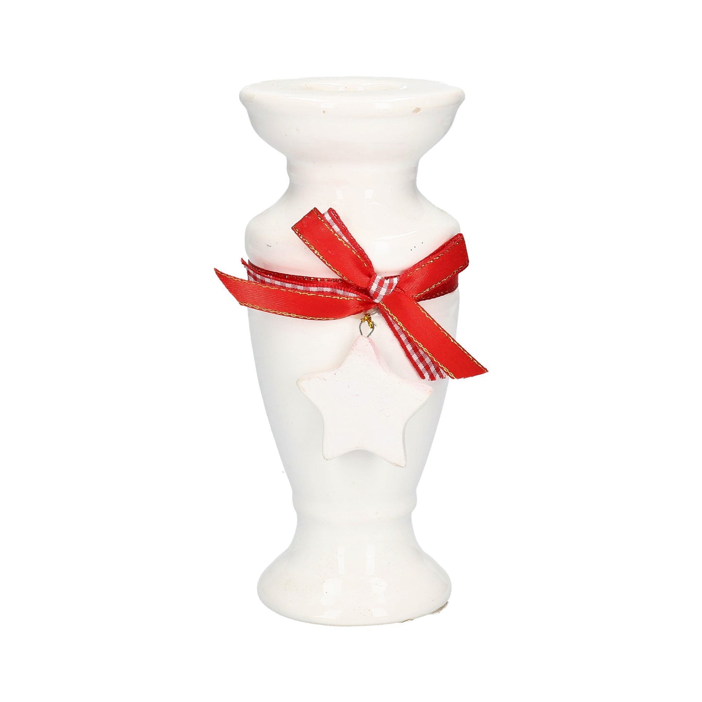 Teelicht oder Kerzenhalter rote Schleife Keramik