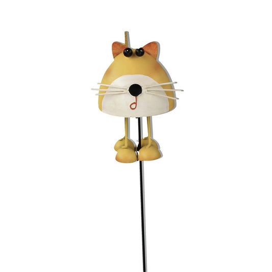 Stecker Katze Metall 7x6,5x75cm, gelb