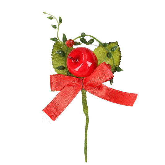 Weihnachts-Pick mit rotem Apfel und Schleife