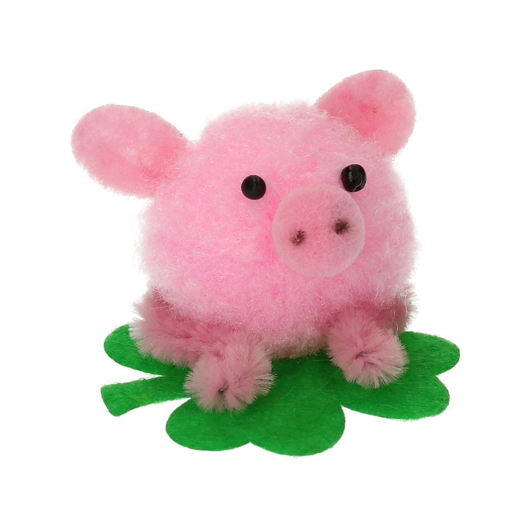 Figur rosa Schwein sitzend oder am Stab