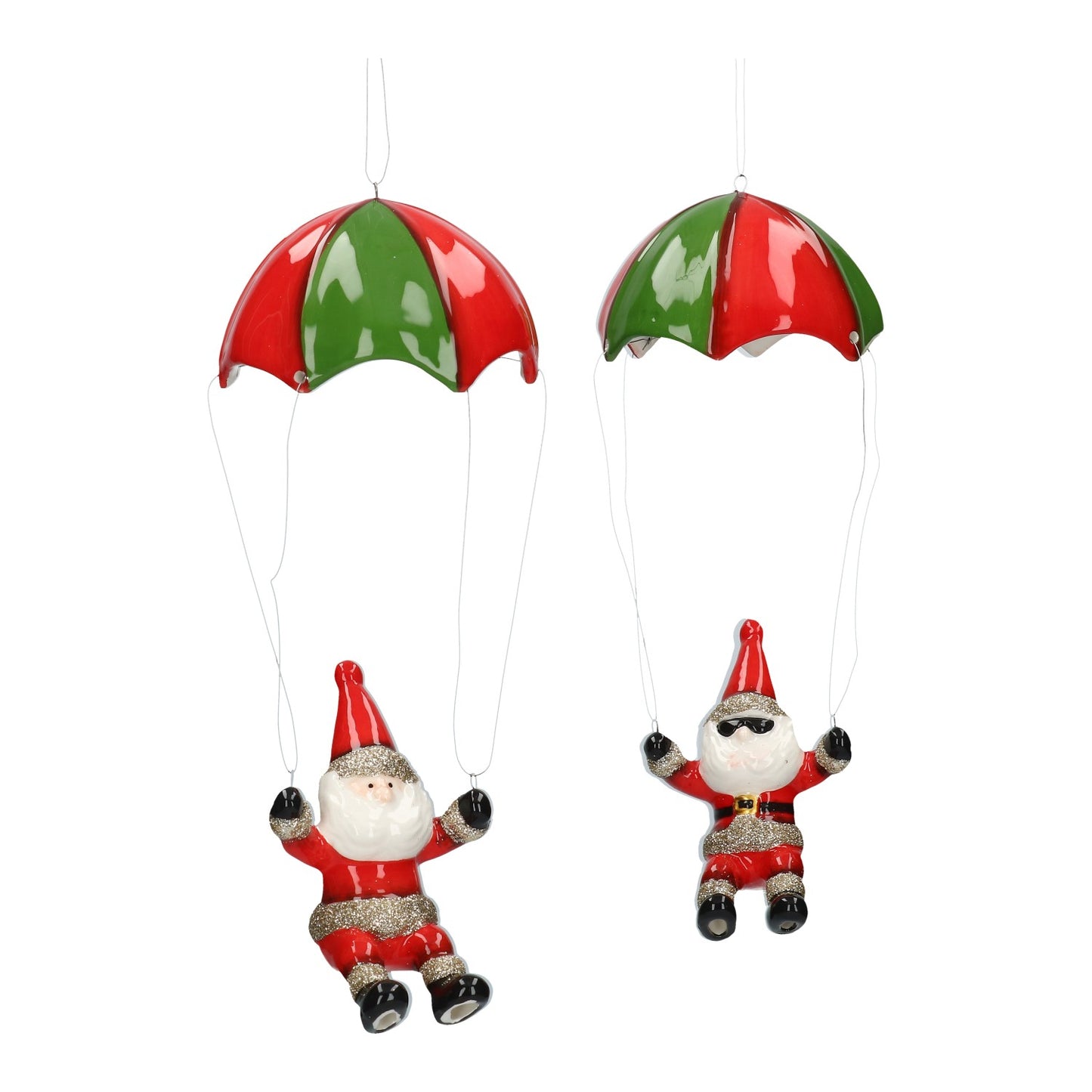 Hänger Weihnachtsmann am Fallschirm Keramik 2 Modelle