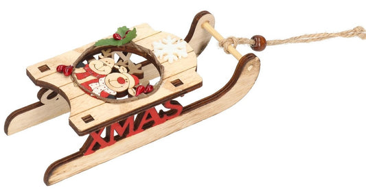 Schlitten Holz mit Elch 14x6,5x4,5