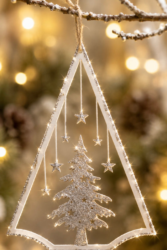 Hänger Weihnachtsbaum Metall Glitzer 13 cm