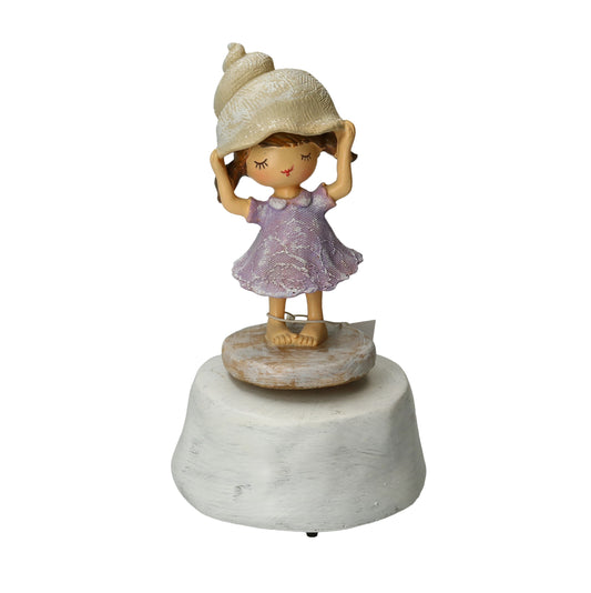 Figur Spieluhr Mädchen mit Schnecken-Hut