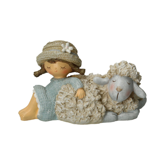 Figur Mädchen mit Schaf, sitzend