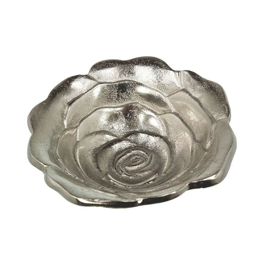 Metall Bowl "Rose" rund Alu/silber 21 cm